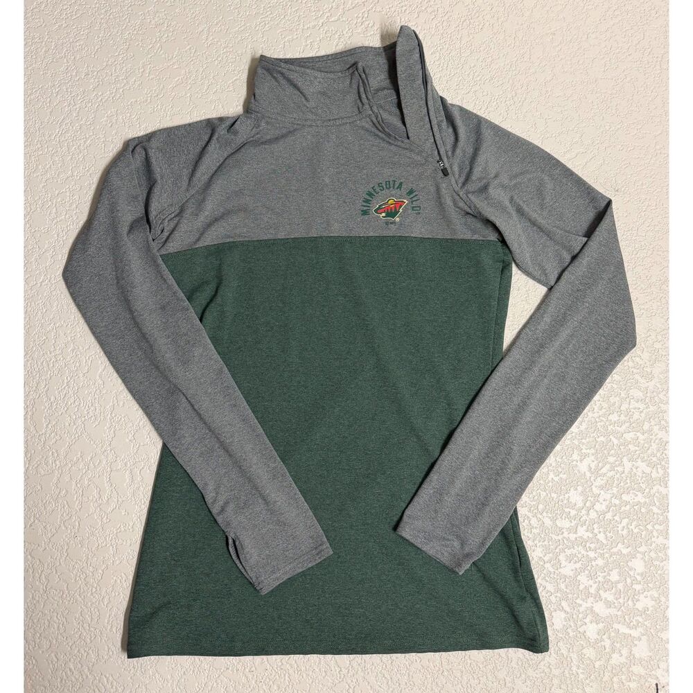 Minnesota Wild NHL Women's Small Gray Green Quarter Zip